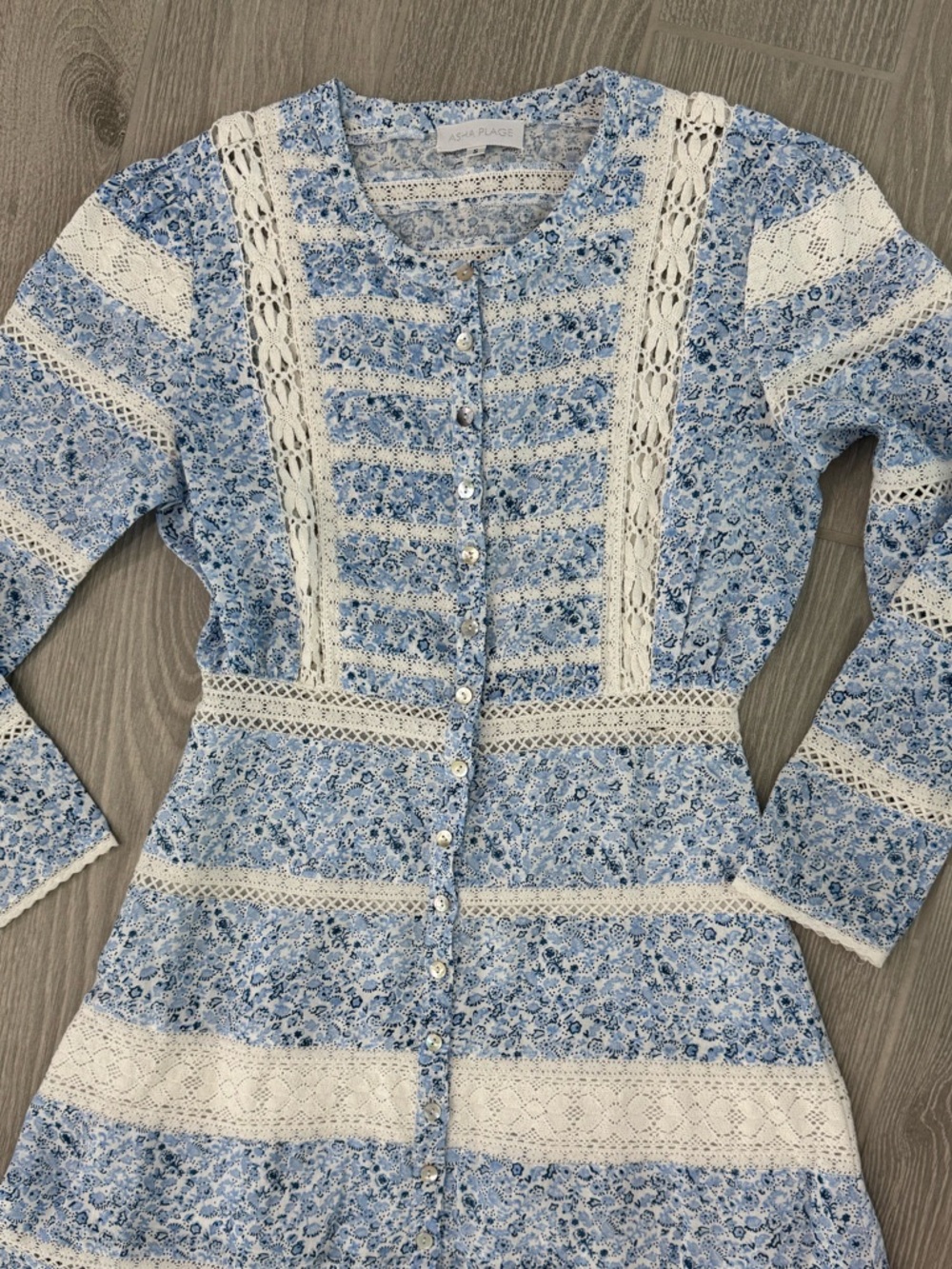 ASHA PLAGE Mimi Dress Blue Cotton Linen Size Small NWOT - Picture 4 of 6